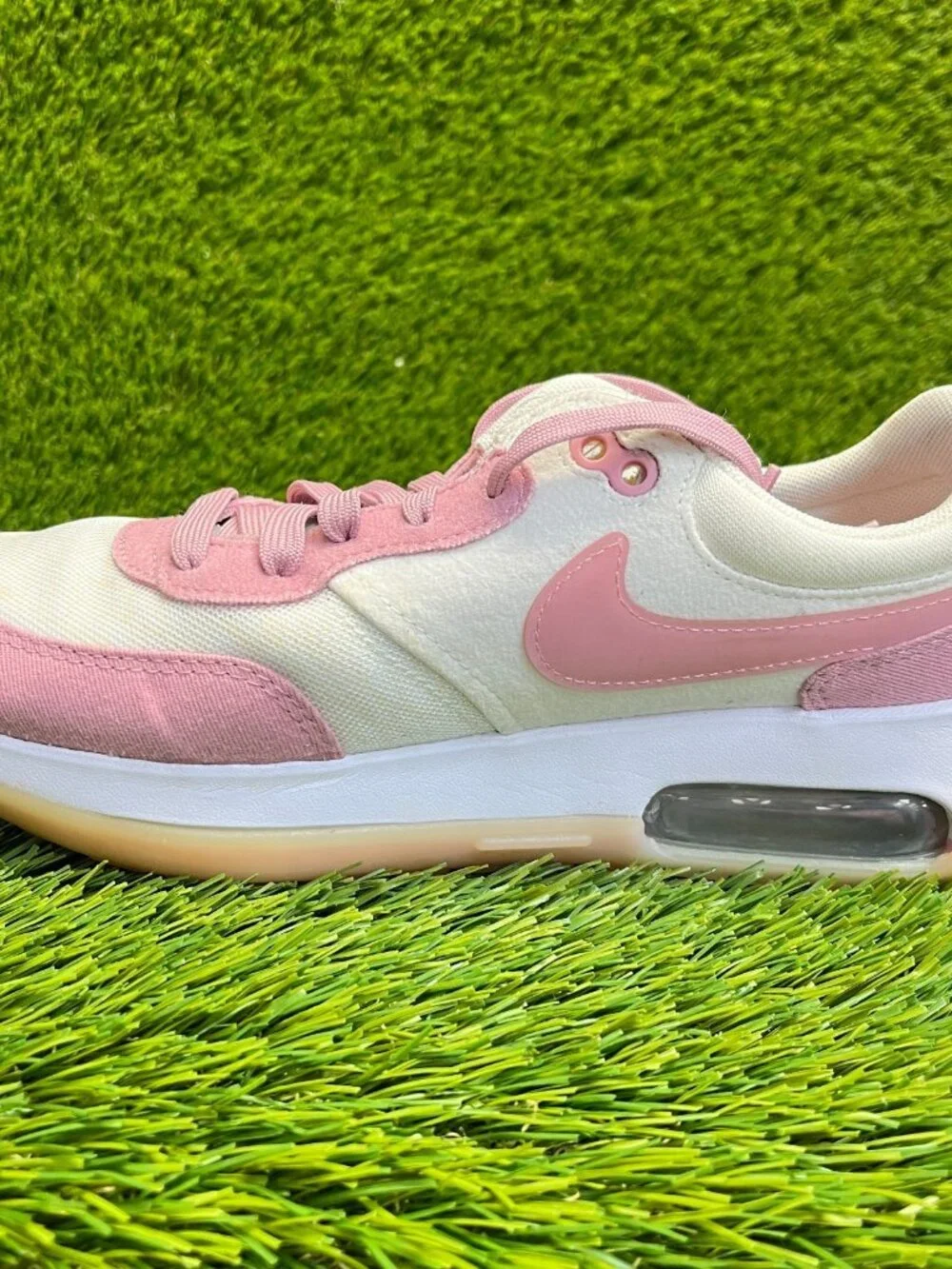 Nike Air Max Motif Girls Size 7Y Pink White Running Athletic Shoes Sneakers